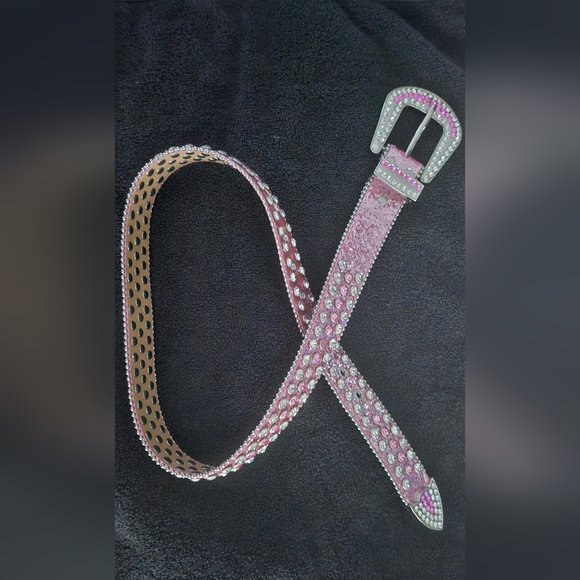 Pink Rhinestone Studded Belt - Picture 1 of 1